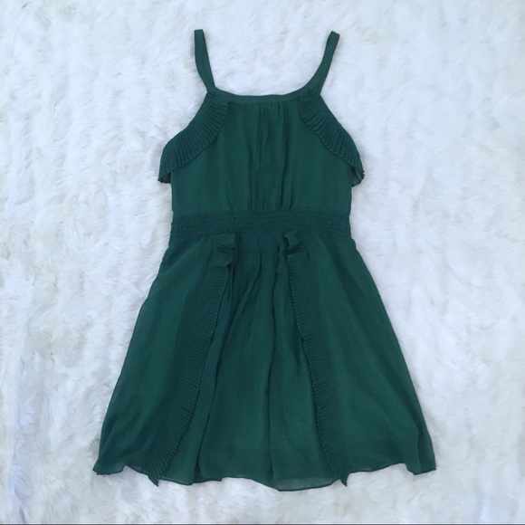 AKIRA Green Pleated Dress with Cinched Waist - Picture 6 of 6